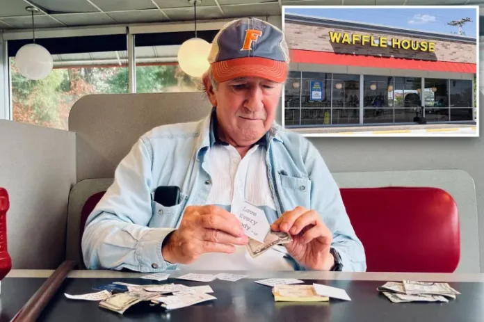 Man giving people notes with money