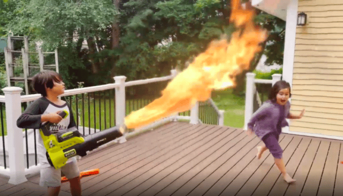 Dad builds flamethrower for kids